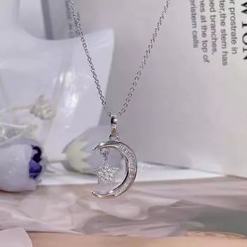 Классический 925 пробы серебро Vs2 бриллиантовое ожерелье кулон для женщин серебро 925 ювелирные изделия Луна кулон бриллиантовое ожерелье ювелирные изделия белый