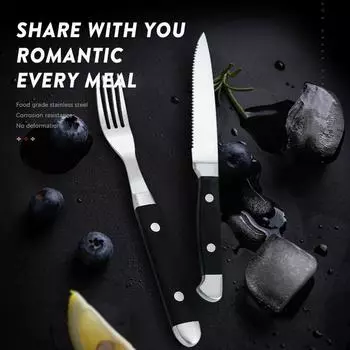 Классический элегантный смоляной заклепочный стиль ручки из нержавеющей стали столовые приборы в западном стиле 2 в 1 набор деликатная посуда столовая посуда для дома