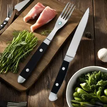 Классический элегантный смоляной заклепочный стиль ручки из нержавеющей стали столовые приборы в западном стиле 2 в 1 набор деликатная посуда столовая посуда для дома