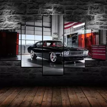 Классический автомобиль Chevelle, современные 5 шт., настенные художественные холсты, постеры, картины для гостиной, домашний декор, фотографии, украшение 20x35 20x45 20x55cm