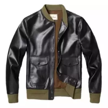 Китайский размер классический A1 бейсбольный костюм мужской кожаная куртка масло вощеная натуральная конская кожа короткая осень S