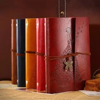 Классический блокнот с ремешком из крафт-бумаги, портативный креативный дневник с бабочкой, подарок