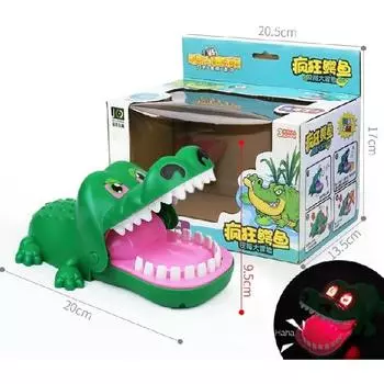 Классический большой крокодил Со световыми и звуковыми эффектами Рот Стоматолог Укус Палец Семейная игра Игрушка-трюк Шутка Реквизит для детей Интерактивная игра зелёный