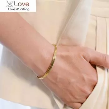 Классический браслет-цепочка в виде змеи для женщин, трендовый золотой цвет, ширина 2/3/4/5 мм, браслет-цепочка из нержавеющей стали для женщин, ювелирный подарок 18cm