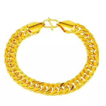 Классический браслет из 24-каратного золота для женщин, винтажный позолоченный браслет-цепочка, мужской браслет, модные украшения