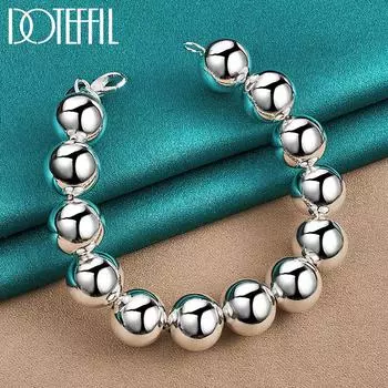 Классический браслет из бисера 14 мм, подарочные ювелирные изделия из стерлингового серебра 925 пробы 20cm