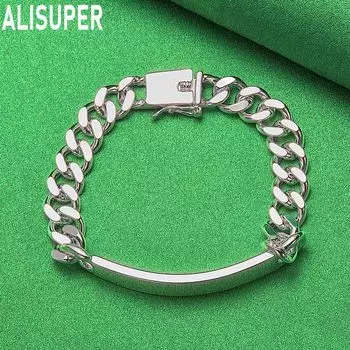 Классический браслет из стерлингового серебра 925 пробы с гладкой поверхностью, модные свадебные украшения 20CM