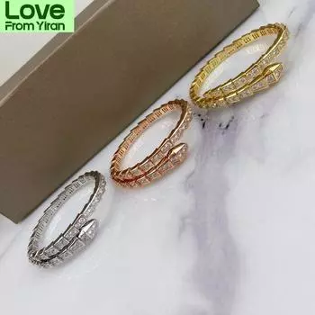 Классический браслет из стерлингового серебра 925 пробы с бриллиантами и змеиной костью, модные ювелирные изделия для мужчин и женщин, ювелирные изделия класса люкс высокого класса