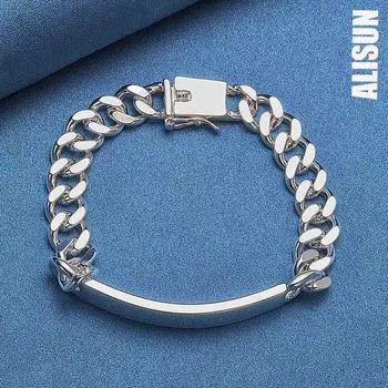 Классический браслет из стерлингового серебра 925 пробы с гладкой поверхностью, модные свадебные украшения 20CM