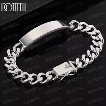 Классический браслет из стерлингового серебра 925 пробы с гладкой поверхностью, модные свадебные украшения 20CM