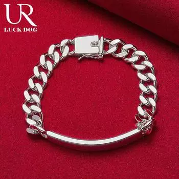 Классический браслет из стерлингового серебра 925 пробы с гладкой поверхностью, модные свадебные украшения 20CM