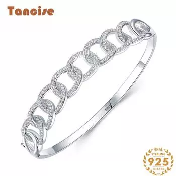 Классический браслет из стерлингового серебра 925 пробы с цирконием, ювелирные изделия, геометрические бусины, браслеты-цепочки, модный изысканный свадебный подарок для подруги, женщин серебряный