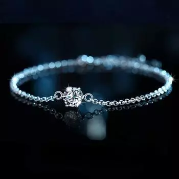 Классический браслет Mosang Diamond из стерлингового серебра 925 пробы с шестью когтями, женский нишевый браслет Mosang Stone Stone Adjustable size