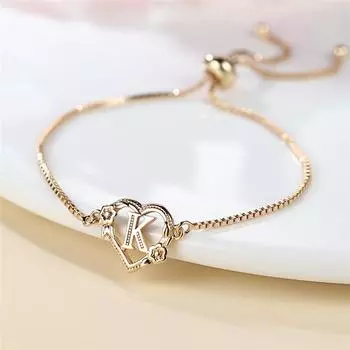 Классический браслет с 26 буквами для женщин, модный золотой цвет, браслет-цепочка с сердцем и буквами, ювелирное изделие, подарок A золотой