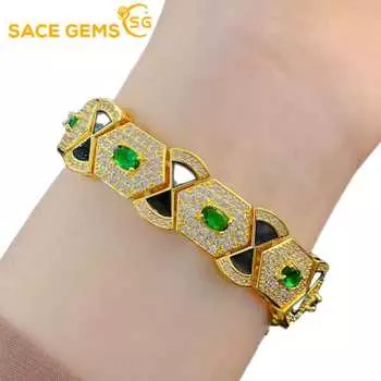 Классический браслет SACE GEMS из медного сплава с цирконом, женские украшения, свадебный подарок, вечеринка золотой