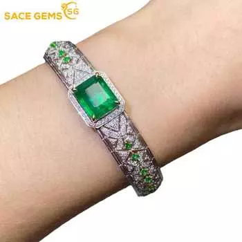 Классический браслет SACE GEMS с цирконием, женские ювелирные изделия, свадебный подарок для вечеринки 17.2cm зелёный