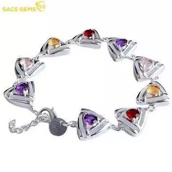 Классический браслет SACE GEMS с цирконием, женские ювелирные изделия, свадебный подарок для вечеринки разноцветный