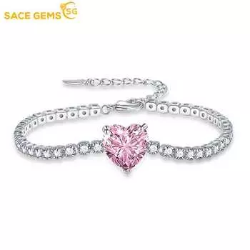 Классический браслет SACE GEMS с цирконием, женские ювелирные изделия, свадебный подарок для вечеринки розовый