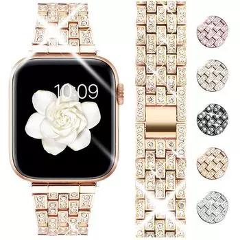 Классический бриллиантовый браслет для Apple Watch Band 41 мм 40 мм женский модный ремешок из нержавеющей стали iWatch Ultra 2 49 мм 9 8 7 6 SE 5 4 45 мм 44 мм 38mm 40mm 41mm