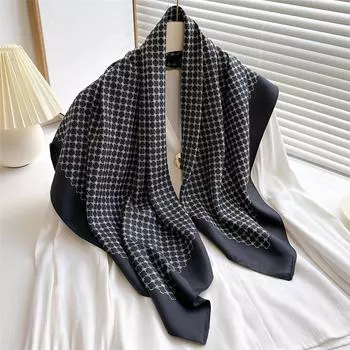 Классический британский шелковый шарф 90 см, твиловый шарф, модный и универсальный, обязательный к покупке, однотонный большой квадратный шарф, солнцезащитная шаль, платок на голову 90x90cm