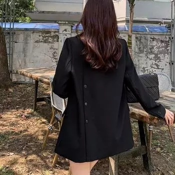 Классический британский стиль, свободный и утягивающий женский пиджак на весну и осень S чёрный
