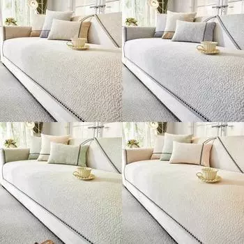 Классический чехол для дивана из шенилла, эластичная утолщенная подушка для дивана, чехол для дивана в форме буквы L, нескользящий коврик для подлокотника и спинки дивана для домашнего декора 70x70