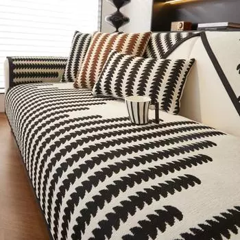 Классический чехол для дивана из шенилла черного и белого цвета, устойчивый к царапинам и пятнам от домашних животных, нескользящий защитный чехол для диванной подушки, машинная стирка Backrest70X70cm оранжевый