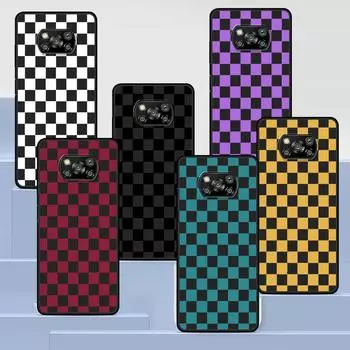 Классический чехол для телефона в стиле ретро с шахматной доской и сеткой для Xiaomi Poco X3 NFC M3 X4 Pocophone F1 M4 Pro F3 GT, мягкий силиконовый черный чехол Pocophone F1