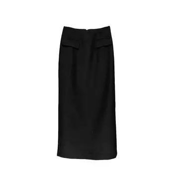 Классический черный костюм с длинной юбкой с разрезом, модный весенне-осенний Black S