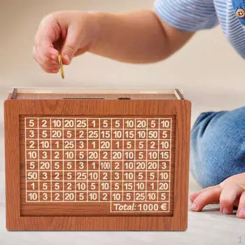 Классический деревянный держатель денег с цифровым счетчиком для сбережений 1000 Euros