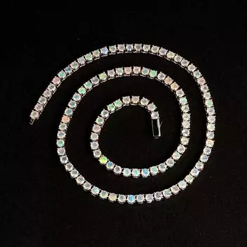 Классический дизайн, 50 см, ожерелье с опалом, серебро 925 пробы, натуральный драгоценный камень, изысканные украшения для женщин, девочек, подарок на день рождения для мамы на годовщину 50cm белый