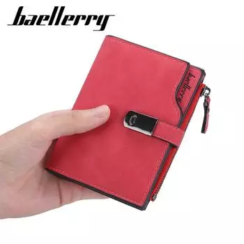 Классический дизайн Baellerry, кошельки из искусственной кожи для мужчин и женщин, модный кошелек на молнии, винтажный держатель для карт 12.5cm*11cm*3cm красный