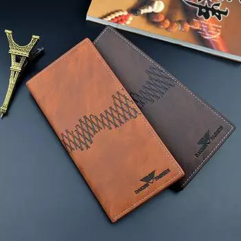 Классический дизайн, мужской длинный кошелек, деловая мода, мягкие кожаные кошельки с тройным сложением, держатель для карт 18.5*9*1.8cm чёрный