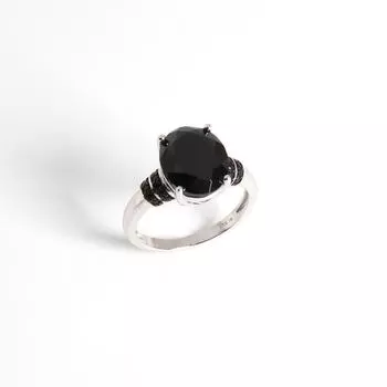 Классический дизайн, овальное кольцо из натуральной черной шпинели, стерлинговое серебро 925 пробы, элегантное модное ювелирное украшение, подарок для женщин и девочек US RING SIZE:7# чёрный