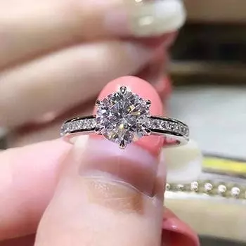 Классический дизайн с шестью когтями, обручальные кольца с кристаллами для женщин, модные кольца с кубическим цирконием Aaa, женские свадебные украшения, подарки 6