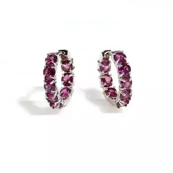 Классический дизайн, серьги с натуральным родолитом, круглые серьги с драгоценным камнем 4,0 мм, серебро 925 пробы, женские ювелирные изделия фиолетовый