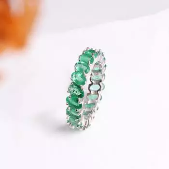 Классический дизайн всего тела с драгоценными камнями, натуральный зеленый изумруд, кольцо S925, серебряное светлое роскошное благородное ювелирное изделие с настоящими драгоценными камнями, подарок для женщин US RING SIZE:7# зелёный
