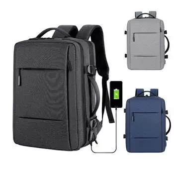 Классический дорожный рюкзак, мужской деловой рюкзак, школьный расширяемый USB-сумка, вместительный водонепроницаемый модный рюкзак для ноутбука чёрный