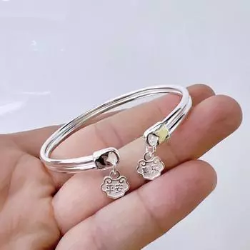 Классический двухстрочный браслет Zuyin 9999, простой, безопасный, радостный и благоприятный с замком для молодых женщин в качестве подарка на день рождения для их подруг. Adjustable size