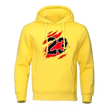 Классический джерси Pattern 23 Печать Толстовка Мужская мода хип-хоп свободная толстовка с круглым вырезом Повседневная новая толстовка с карманом флисовая толстовка S