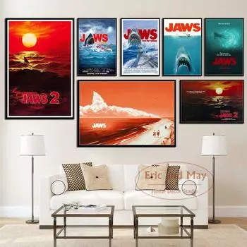 Классический фильм «Челюсти» серии фильмов ужасов, холст, живопись, постеры и принты, картины на стене, винтажная пленка, декоративный домашний декор 21cm30cm NoFrame