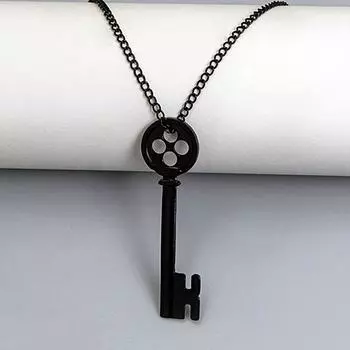 Классический фильм «Коралина», ожерелье, ювелирные изделия, черная кнопка, ключ от секретной двери, кулон, ожерелья, ювелирные аксессуары для косплея чёрный