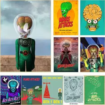 Классический фильм «Марс атакует» постер Холст Картина HD Печать Настенная картина для гостиной Кофейня Бар Декор Фреска 21x30cm No Frame