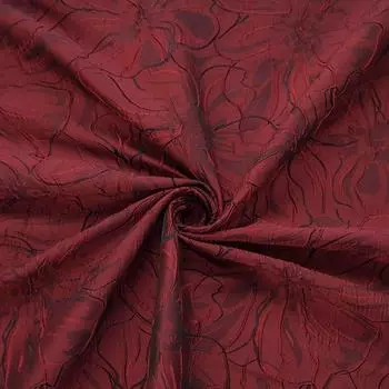Классический французский стиль тисненый темно-красный цветочный узор ткань 3D цветочный жаккард ткань для самостоятельного шитья подушки платья одежда 145cmx100cm