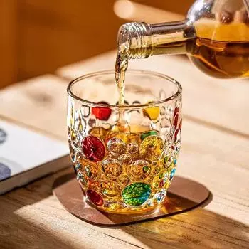 Классический GIANXI цветной стеклянный домашний бокал высокого уровня с росписью в горошек для воды, пивной бокал, окрашенный напиток, бокал для виски, бокал 301-400ml