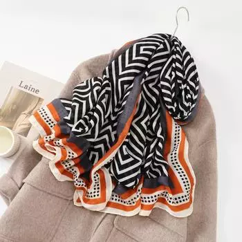 Классический хлопковый льняной шелковый шарф в полоску с кондиционером, модная шаль двойного назначения, универсальный женский шарф на весну и осень для улицы 180*90cm