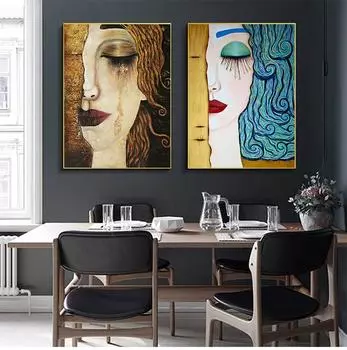 Классический художник Густав Климт Поцелуй Слеза Абстрактные картины маслом на холсте Плакаты и принты Куадрос Настенные картины для гостиной 20x30cm