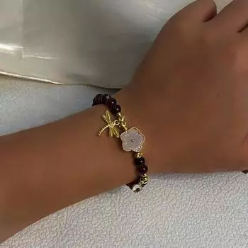 Классический и элегантный дизайн, ретро-браслет-джокер с цветком стрекозы и бисером, женский