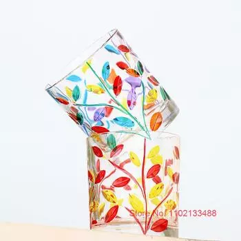 Классический итальянский дизайн муранского стекла цветной бокал для виски лавровые листья национальная эссенция цеккини хрустальная кружка для напитков старомодная пивная кружка чайная чашка 260ml