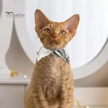 Классический клетчатый ошейник для кошек с медным колокольчиком, тканевое ожерелье в ретро-британском стиле, ожерелье для домашних животных, безопасное украшение для домашних животных для щенков, кошек, доступны 3 стиля A коричневый